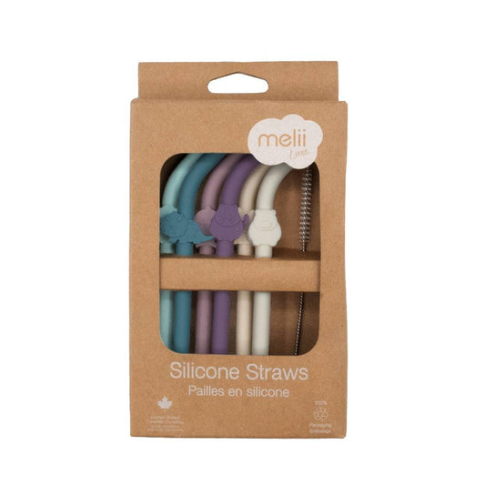 Melii Silicone Luxe Animal Straws with Cleaning Brush