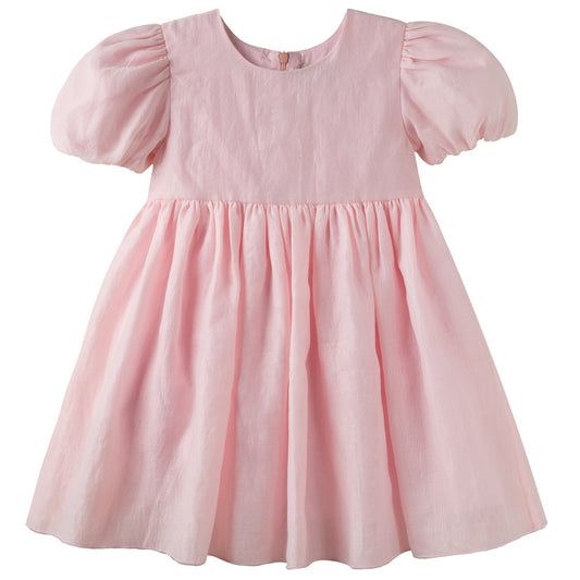 Designer Kidz | Noa Puff Sleeve Bow Back Dress | Blush PInk