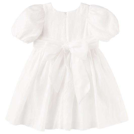 Designer Kidz | Noa Puff Sleeve Bow Back Dress | Ivory
