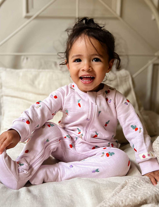 Purebaby | Winter Fruits Embroidered Fleece Growsuit