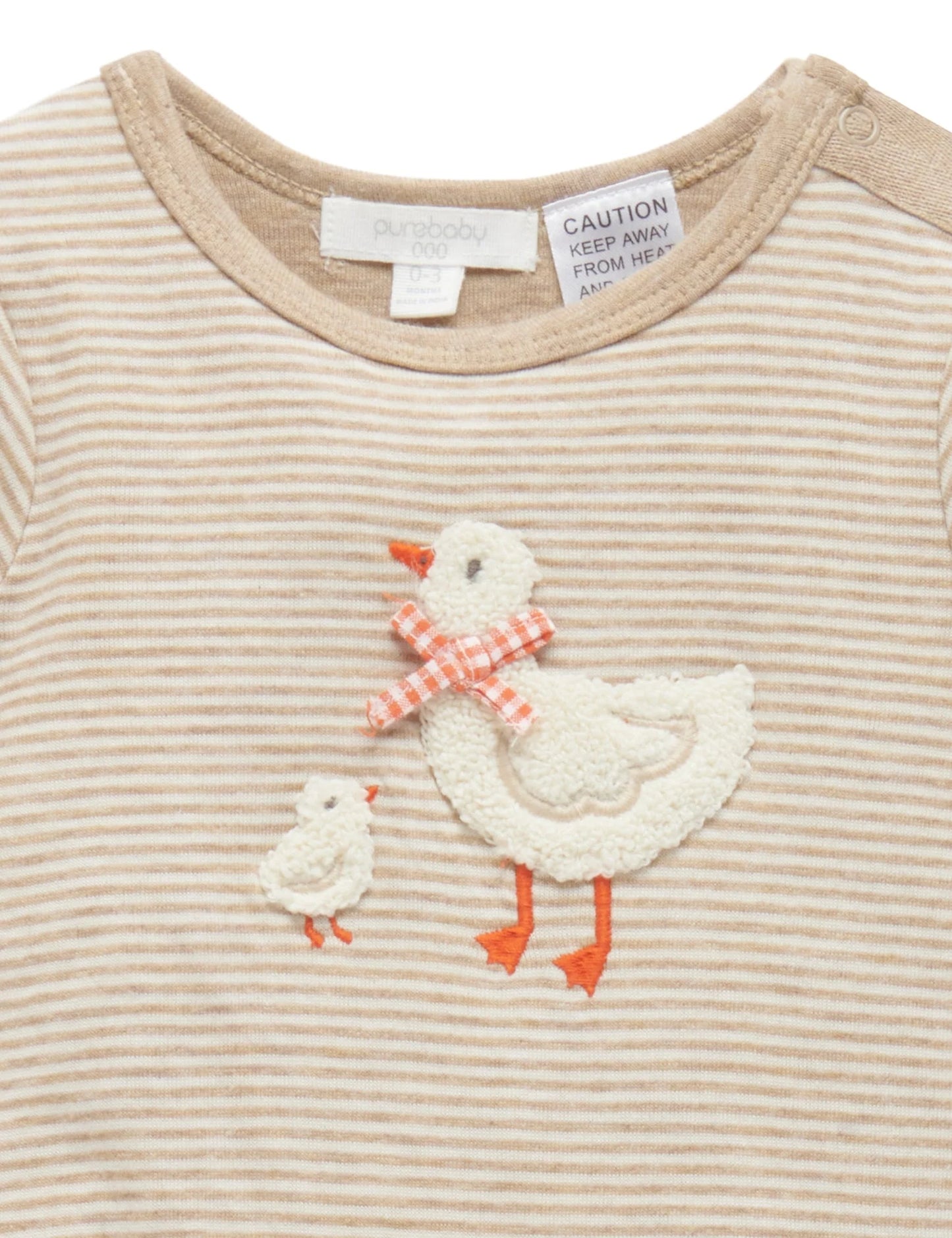 Purebaby | Duck Mini Stripe Growsuit