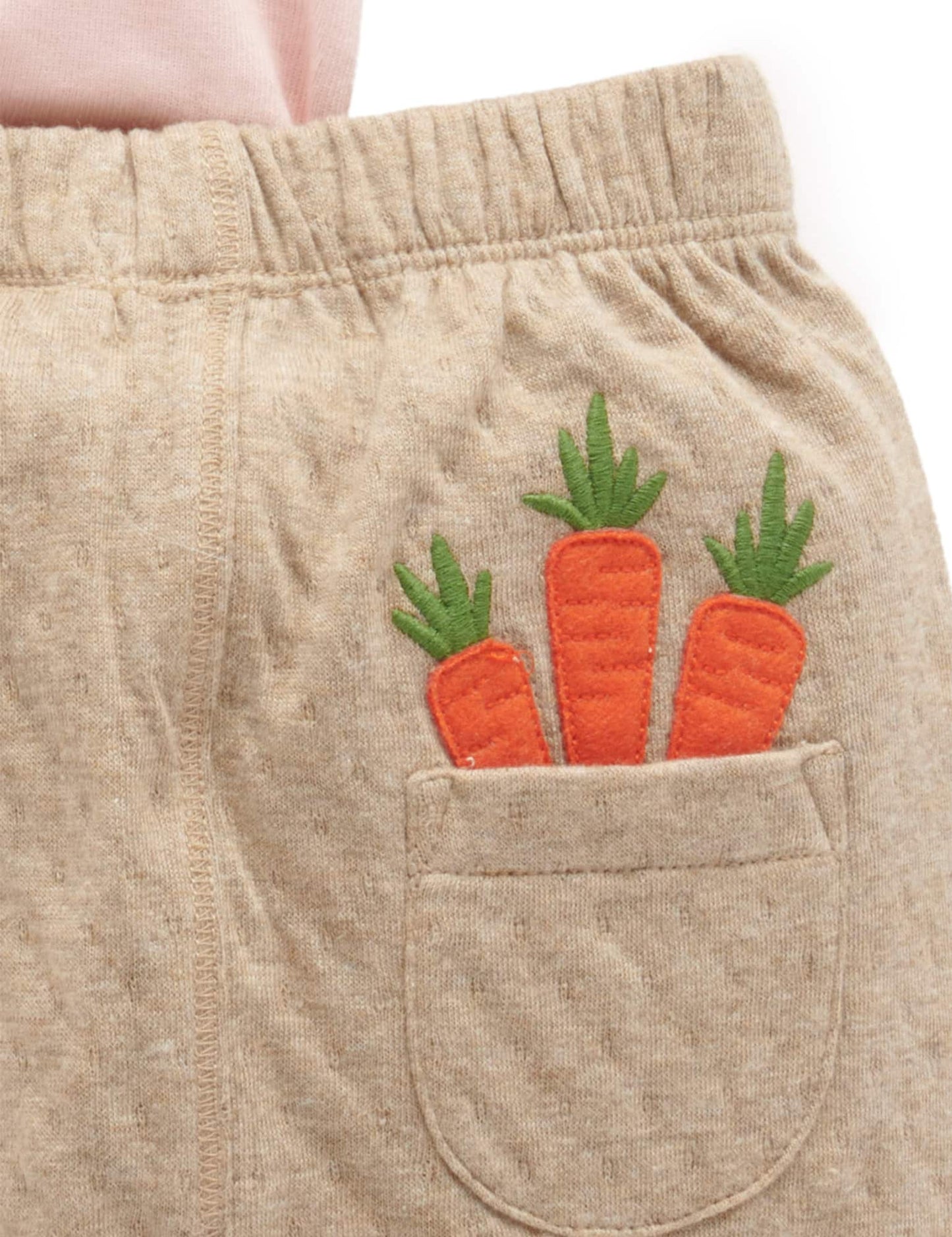 Purebaby | Bunny 2 Piece Gift Set Bodysuit & Pants | Apricot | Size 1Y