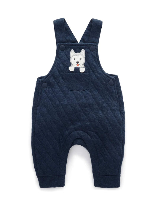 Purebaby | Quilted Overall | Winter Navy Melange | Size 2Y