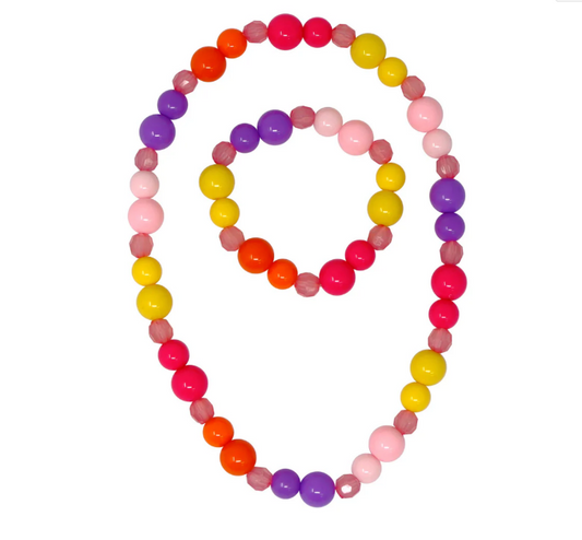 Pink Poppy Fairy Rainbow Necklace & Bracelet Set