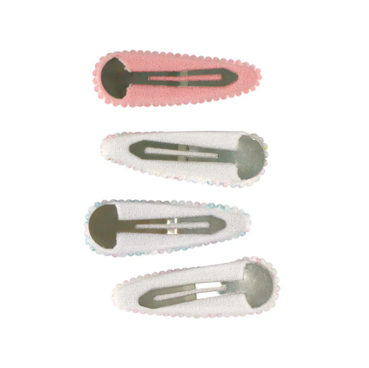 Pink Poppy Pattern Fabric 4-pack Hair Clips