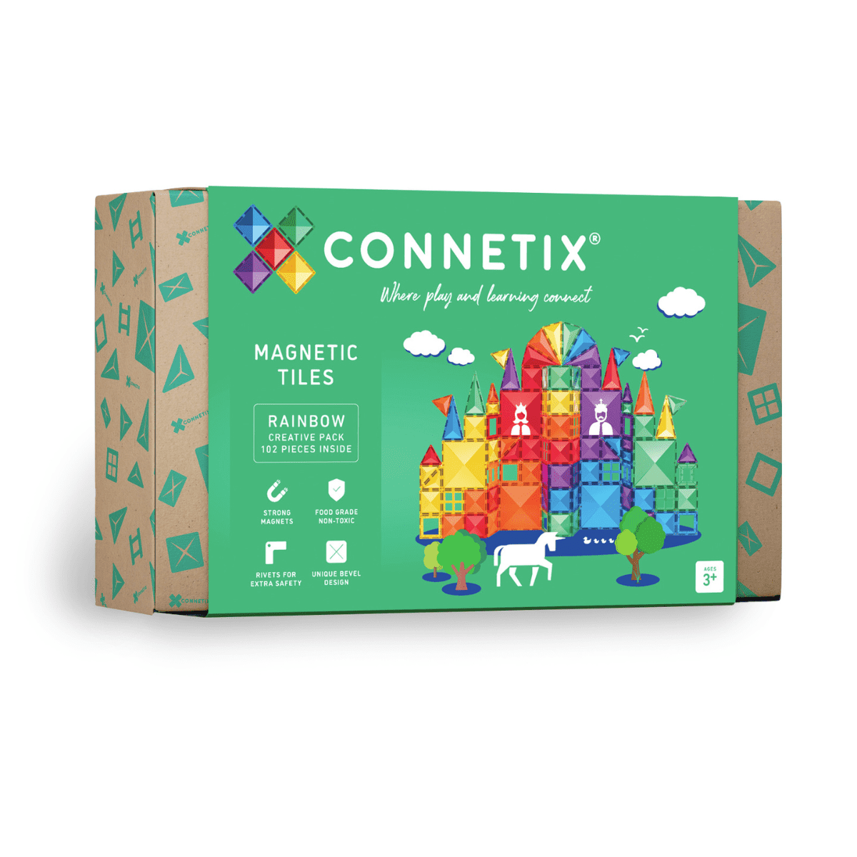 Connetix | Magnetic Tiles | Rainbow Creative Pack 102 Pieces