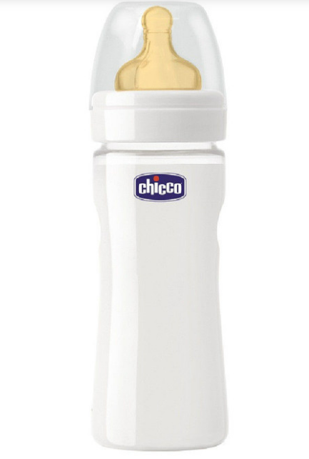 Chicco | Wellbeing 240ml Glass Bottle (0m+ Latex Teat)