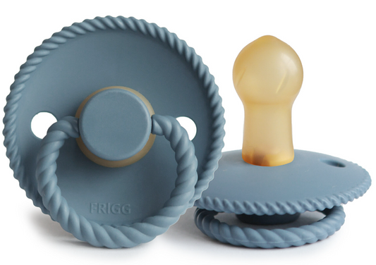 FRIGG | Rope Natural Latex  Rubber Pacifier | Stone Blue