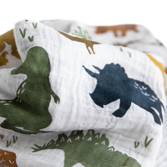 Little Unicorn Single Cotton Muslin Swaddle - Dino Friends