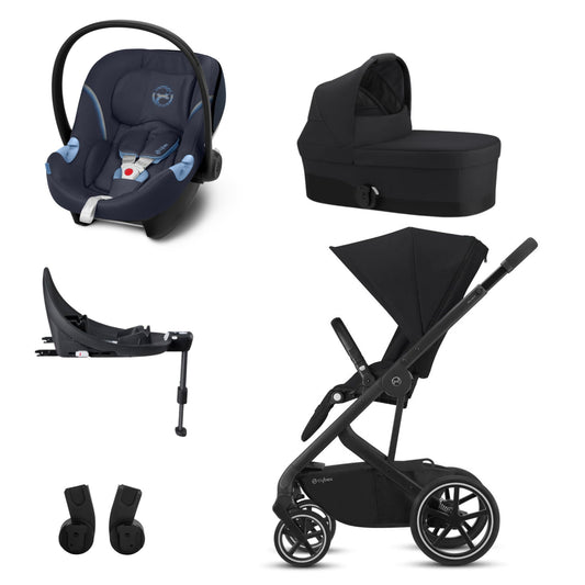 Cybex | Balios S Complete Travel System Bundle | Lux Pram with Carry Cot, Aton M and Base M, Adaptors