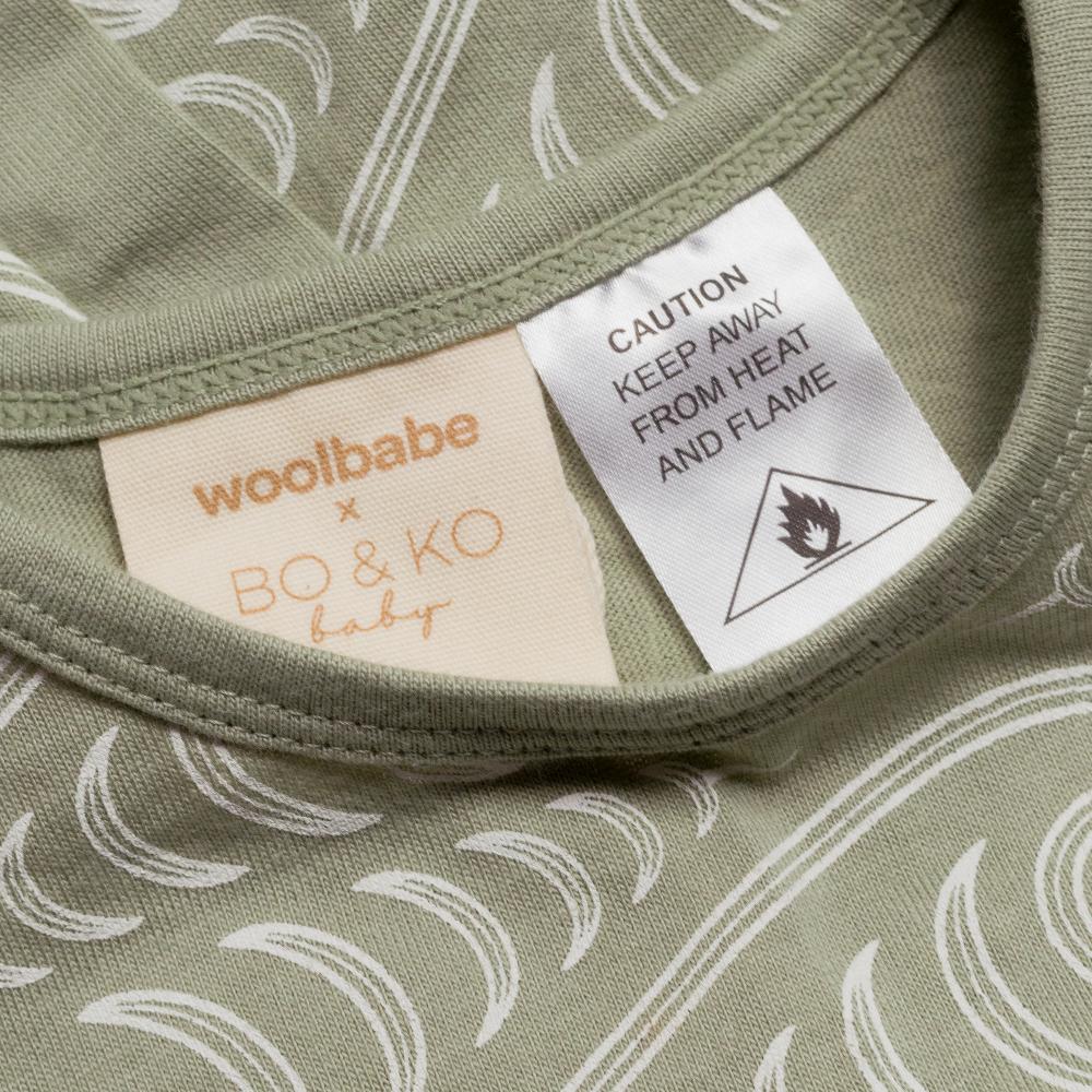 Woolbabe X BO & KO Collab Pyjama Suit - Flax Ngaru