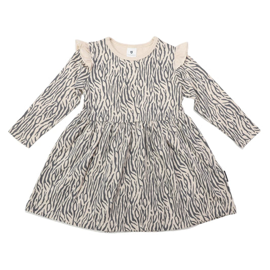 Korango | Tiger Stripe Cotton Frill Dress | Tapioca