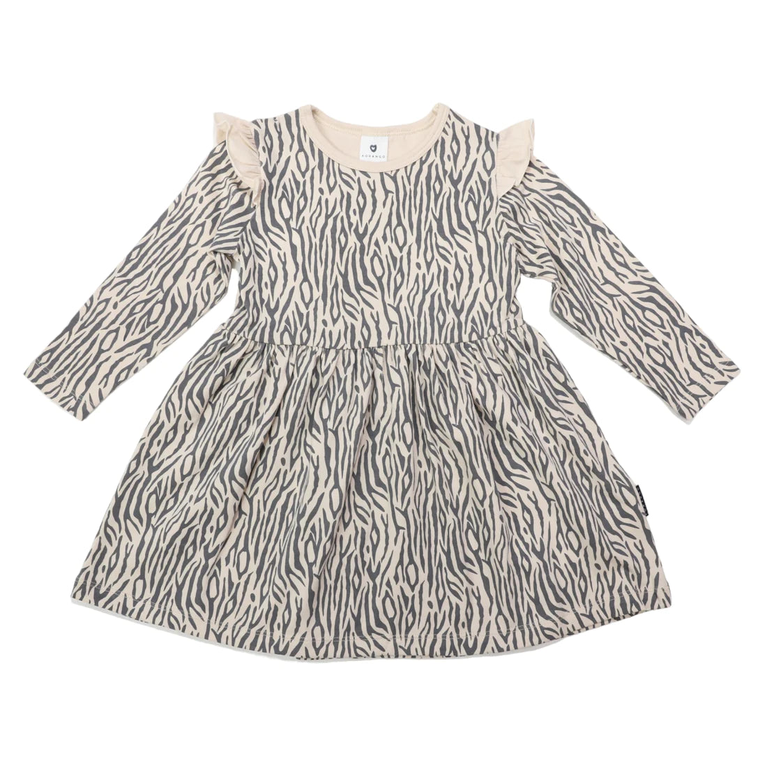 Korango | Tiger Stripe Cotton Frill Dress | Tapioca