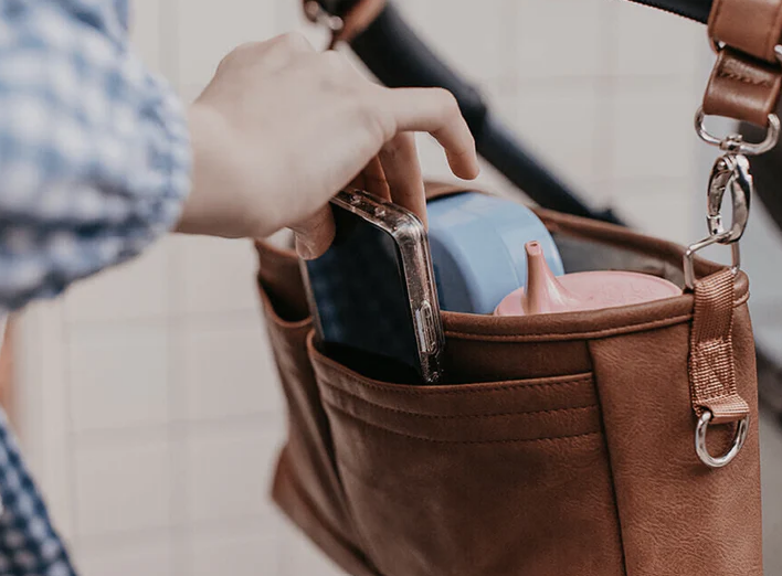 OiOi | Signature Pram Caddy - Tan Vegan Leather