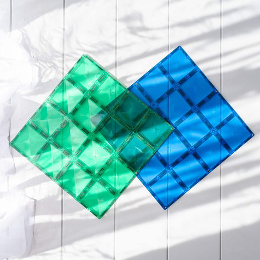 Connetix | Magnetic Tiles | Rainbow Blue & Green Base Plate 2 piece