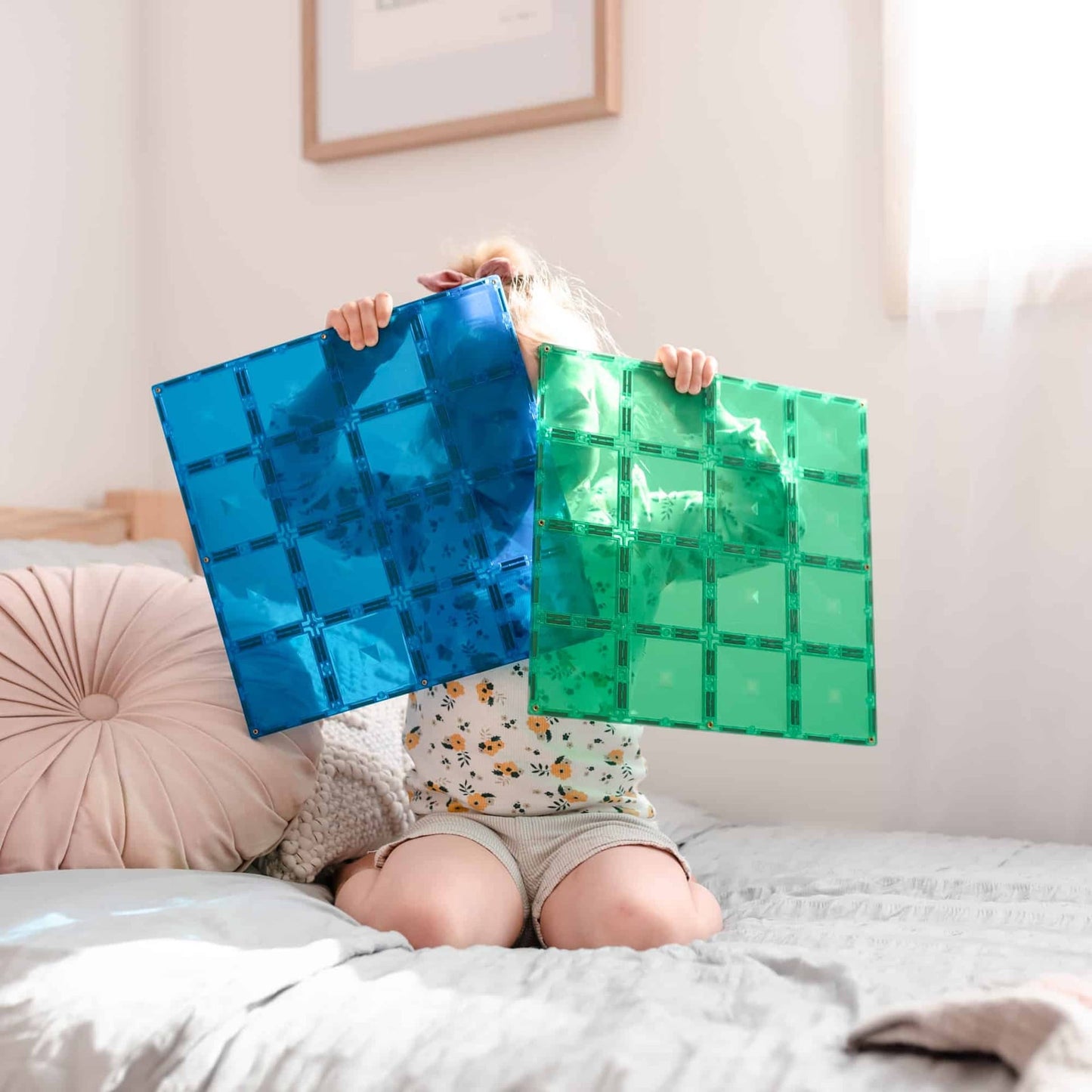 Connetix | Magnetic Tiles | Rainbow Blue & Green Base Plate 2 piece