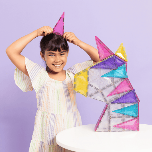 Connetix | Magnetic Tiles | Glitter Unicorn Pack 56 pieces
