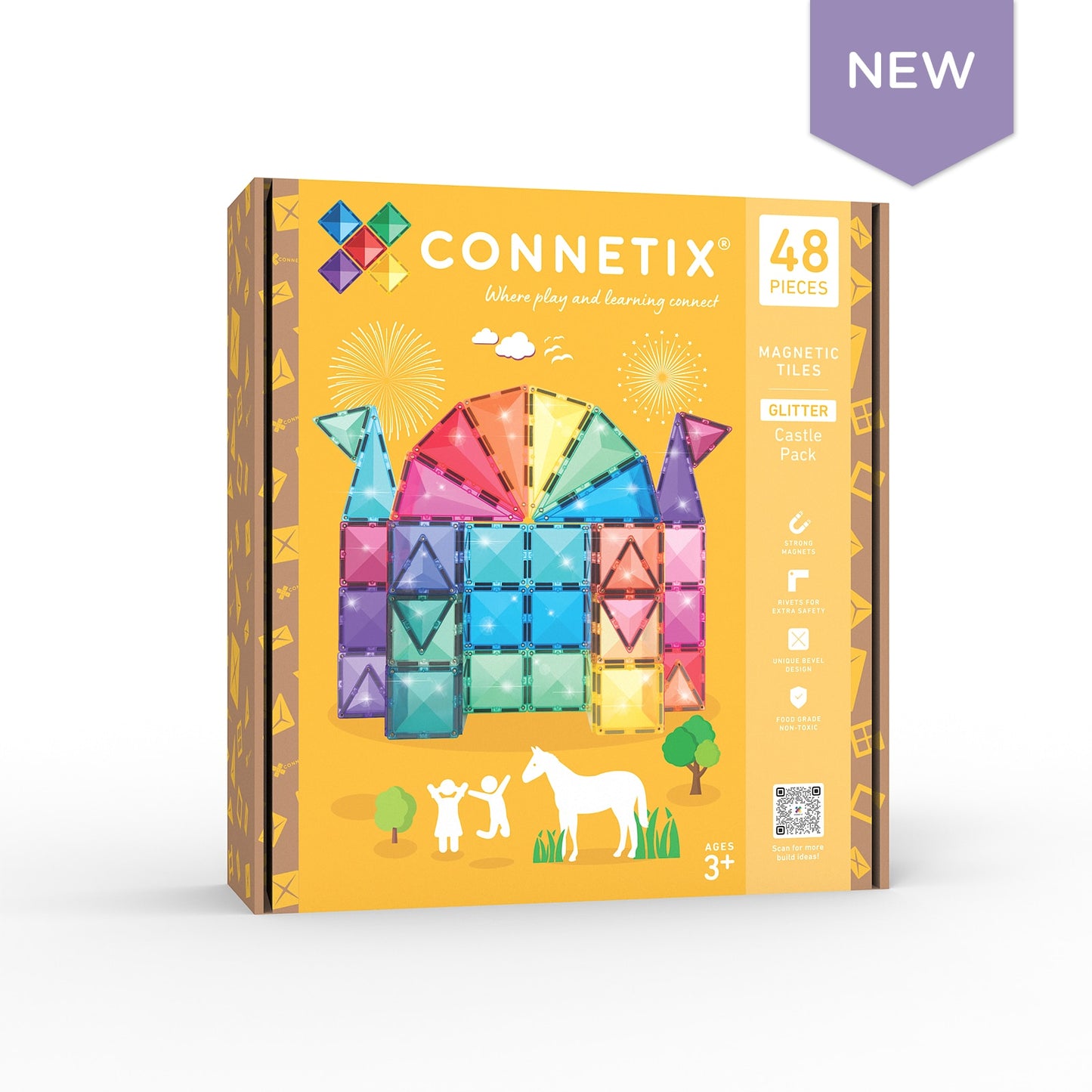 Connetix | Magnetic Tiles | Glitter Castle Pack 48 pieces
