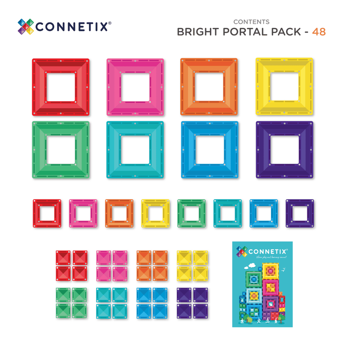 Connetix | Magnetic Tiles | Bright Portal Pack 48 pieces