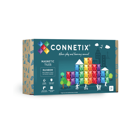 Connetix | Magnetic Tiles | Rainbow Rectangle Pack 18 pc