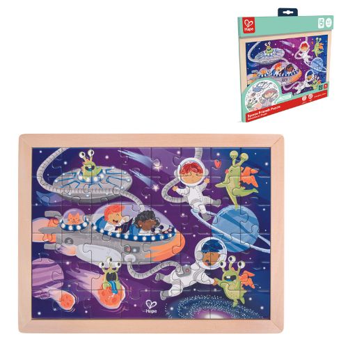 Hape | Double Sided Colour Puzzle 24pc Space friends