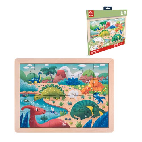 Hape | Double Sided Colour Puzzle 24pc Dinosaurs