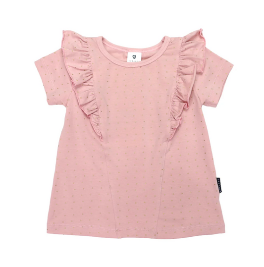 Korango |  Spot of Gold Frill Top Pink