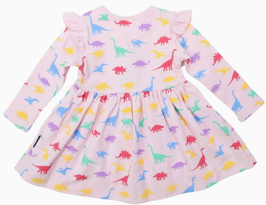 Korango | Dinosaur Cotton Print Dress | Pink
