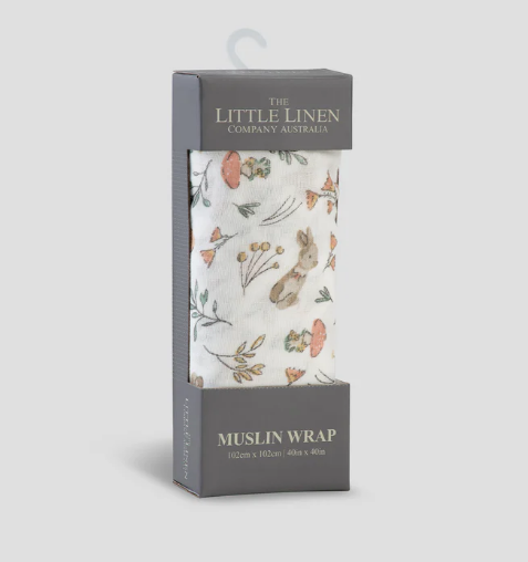 Little Linen | Baby Muslin Wrap 1 Pack Prints - Harvest Bunny