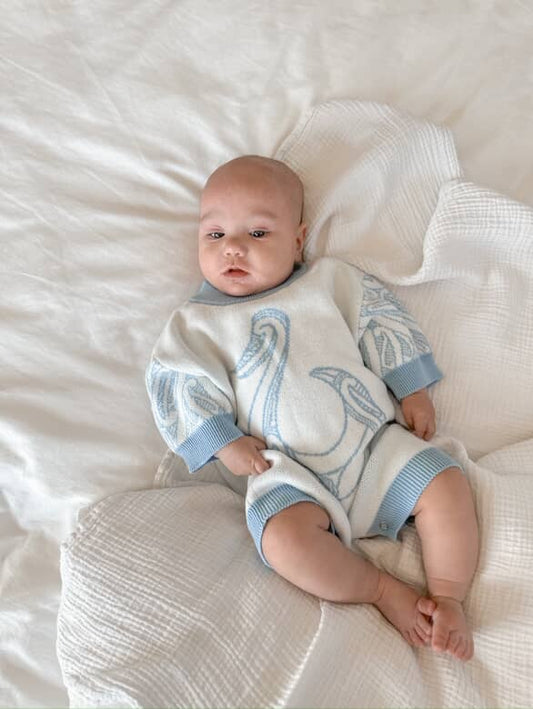 The Pēpi Pozy | Pēpi Kākahu Knitted Baby Romper