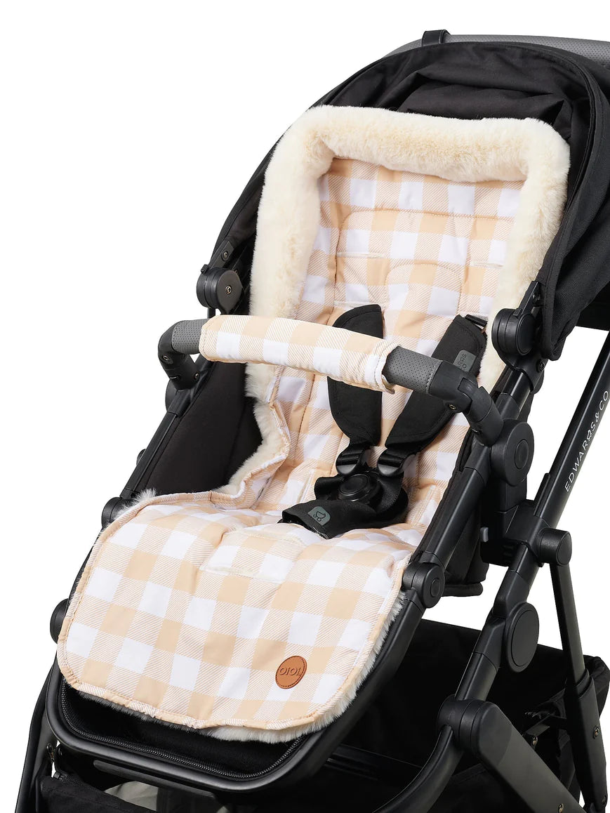 OiOi | Pram Harness Cover Set | Beige Gingham