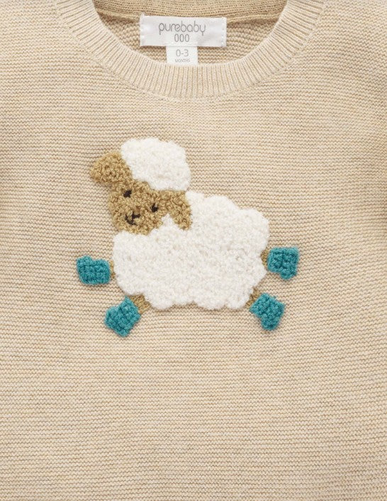 Purebaby | On the Farm Jumper | Almond Melange