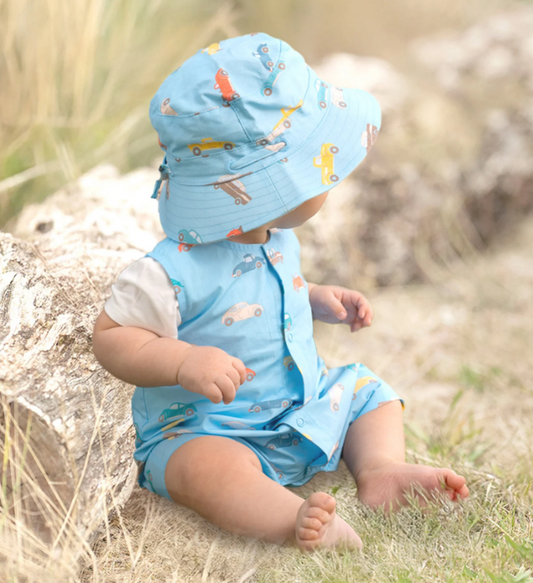 Toshi | Baby Romper | Banjo Fast Lane Cyan