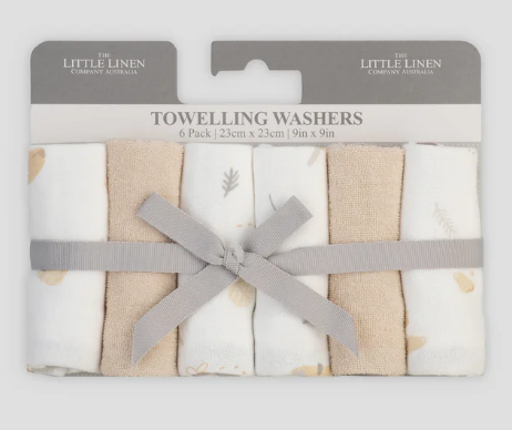 Little Linen | Towelling Washcloth 6 Pack | Nectar Bear