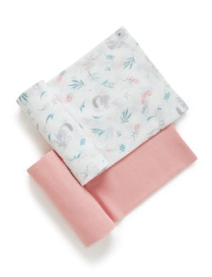 Purebaby | Organic Cotton 2 Pack Muslin Wrap | Blossom Friends