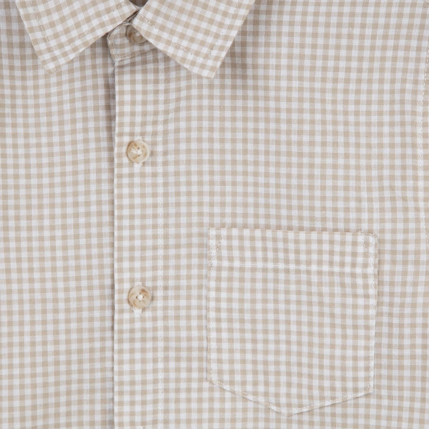 Designer Kidz | Oliver Long Sleeved Gingham Button Shirt | Oat