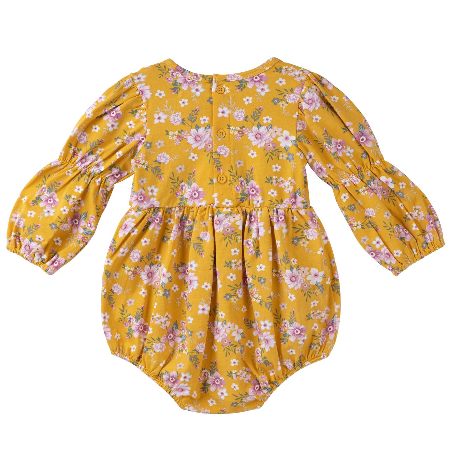 Designer Kidz | Millie Floral Long Sleeve Lace Romper | Honey Gold