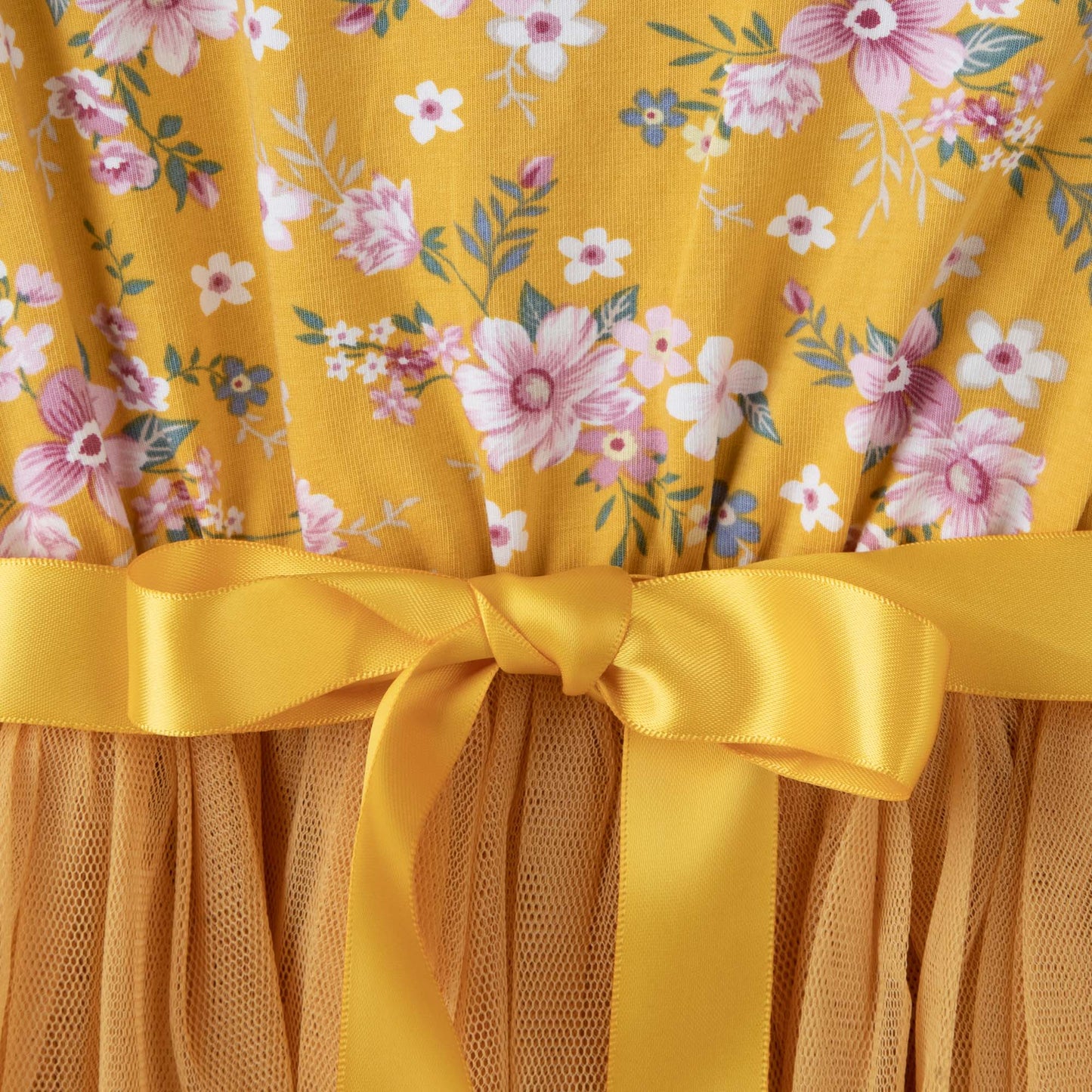 Designer Kidz | Millie Floral Long Sleeve Tutu Dress | Honey Gold