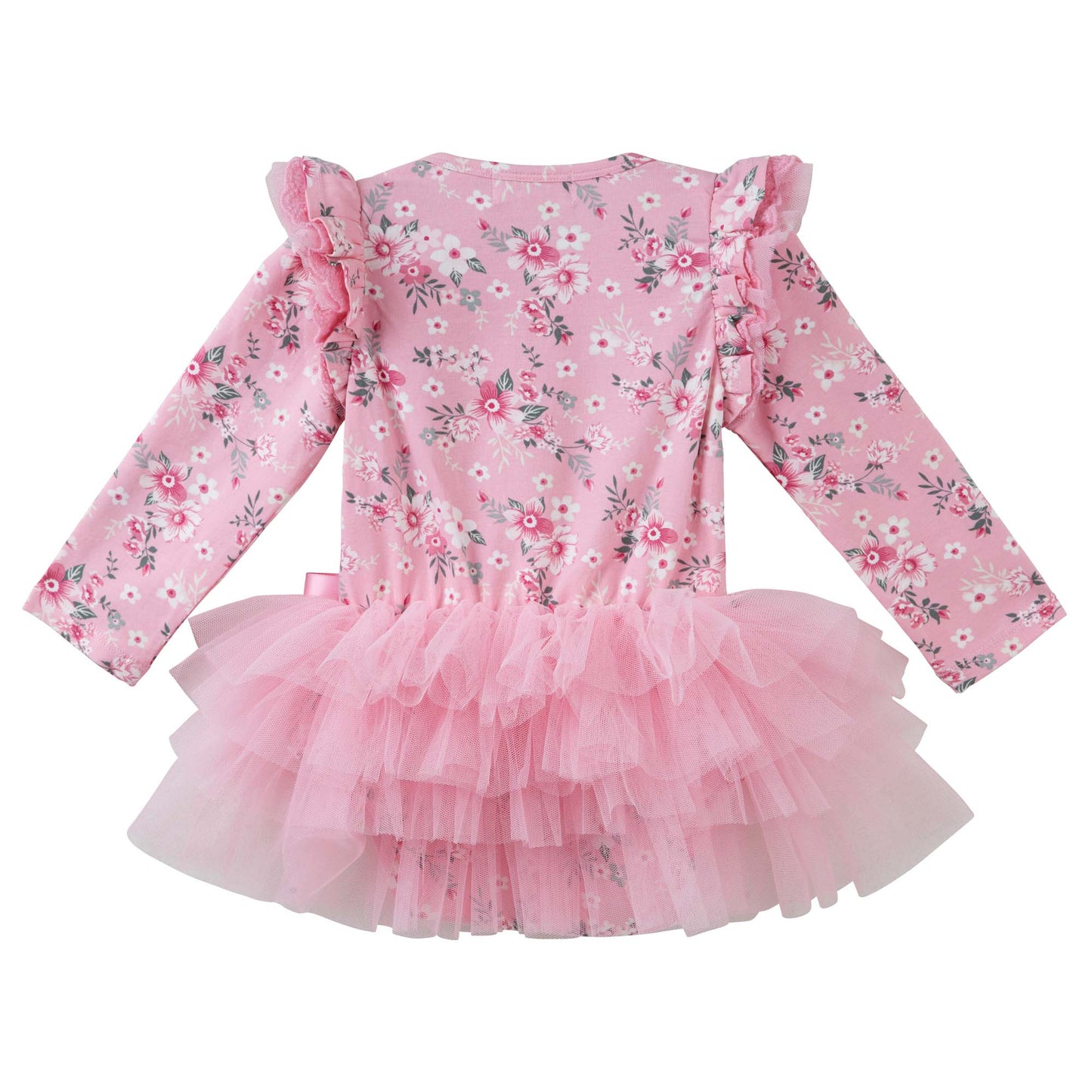 Designer Kidz | Millie Floral Long Sleeve Tutu Dress | Pink