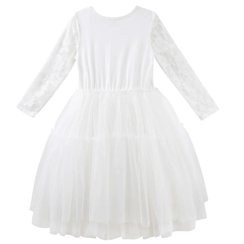 Designer Kidz | Princess Lace Long Sleeve | Tutu Dress | Ivory