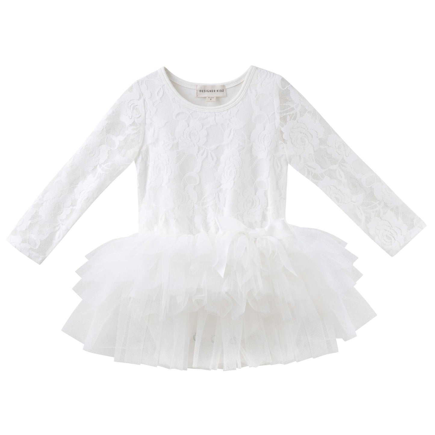 Designer Kidz | My First Lace Long Sleeve Tutu Dress | Ivory