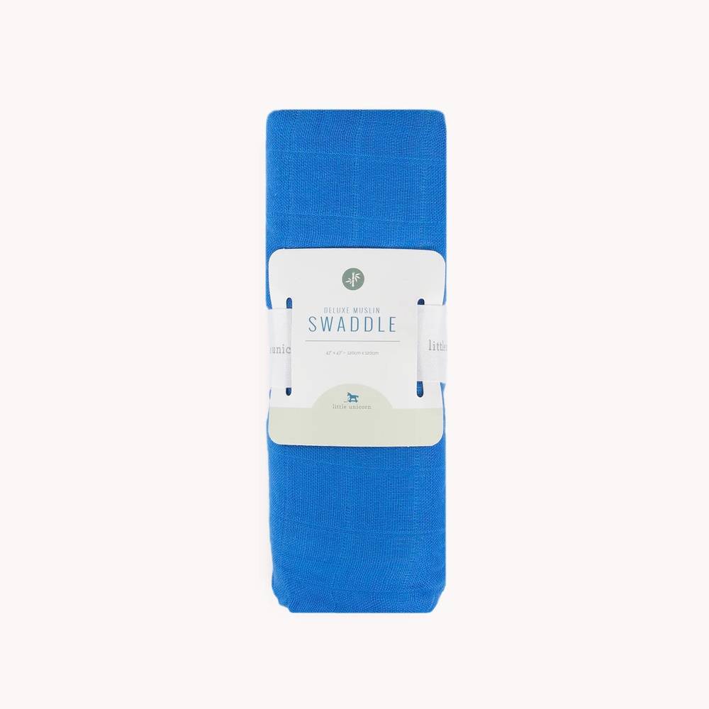 Little Unicorn | Deluxe Muslin Swaddle | Cobalt