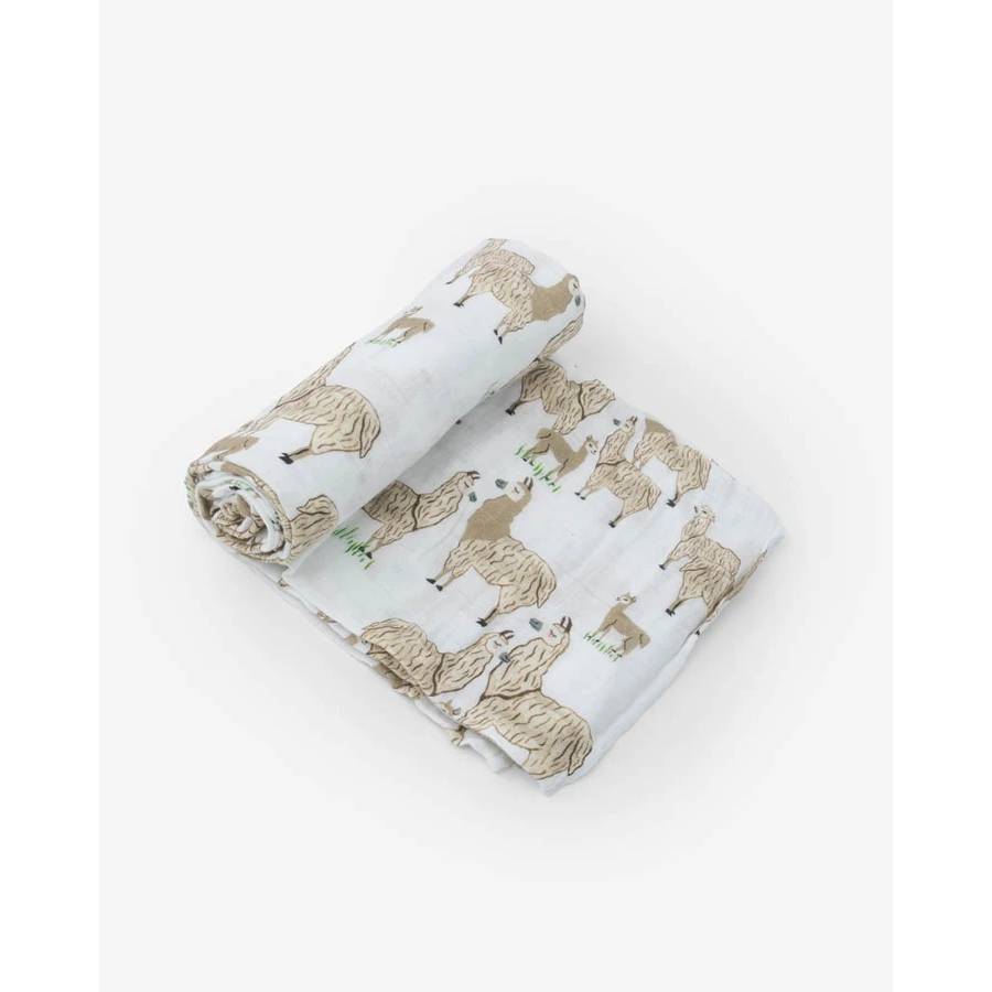 Little Unicorn | Cotton Muslin Swaddle Blanket | Llama
