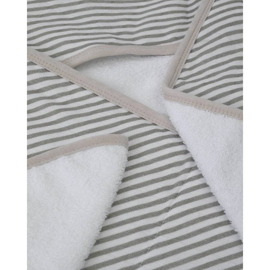 Little Unicorn | Hooded Towel + Wash Cloth | Grey Stripe