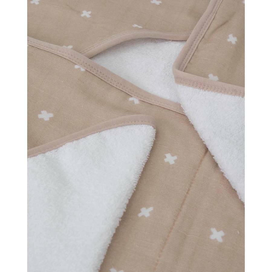 Little Unicorn | Hooded Towel + Wash Cloth | Taupe Cross
