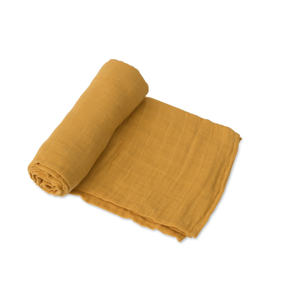 Little Unicorn | Cotton Muslin Swaddle Blanket | Mustard