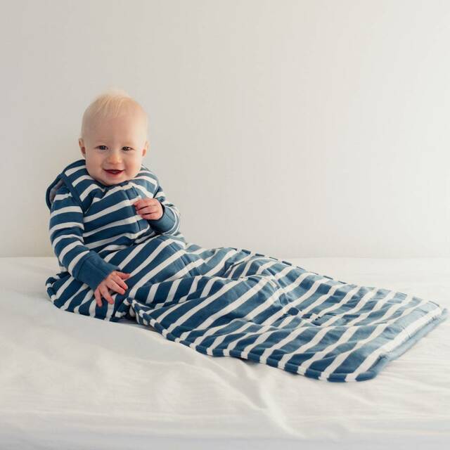 Woolbabe Duvet Front Zip Sleeping Bag - Limited Edition - River Stripe | 2-4Y