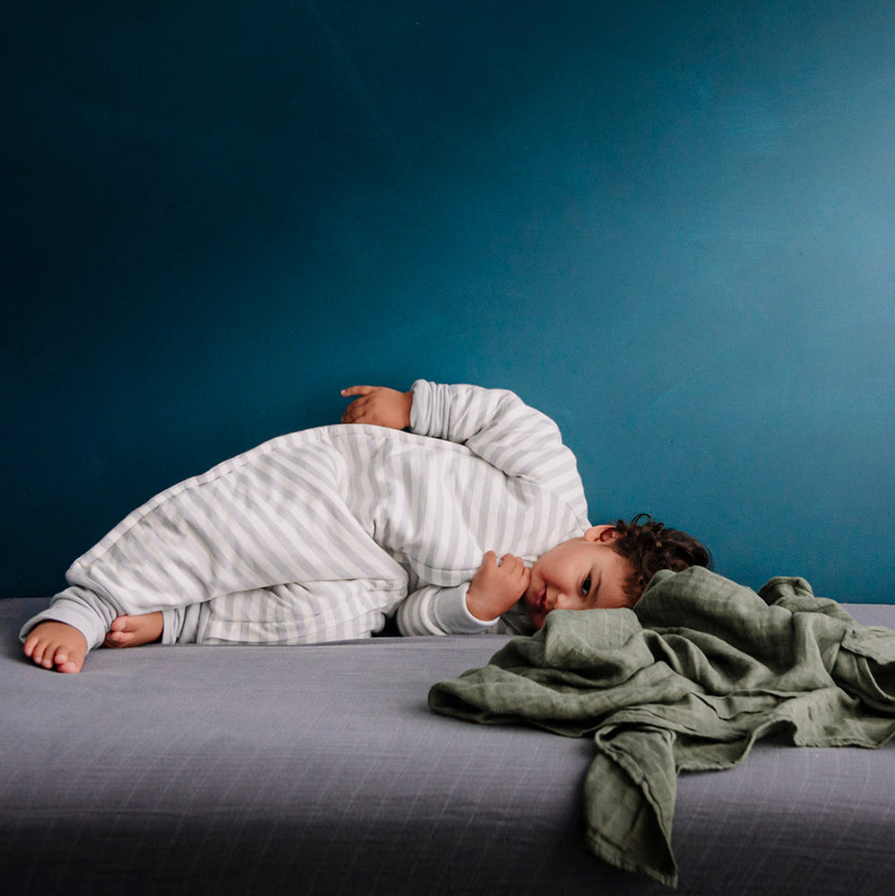 Woolbabe | Merino/Organic Cotton Duvet Sleeping Suit with Sleeves - Pebble