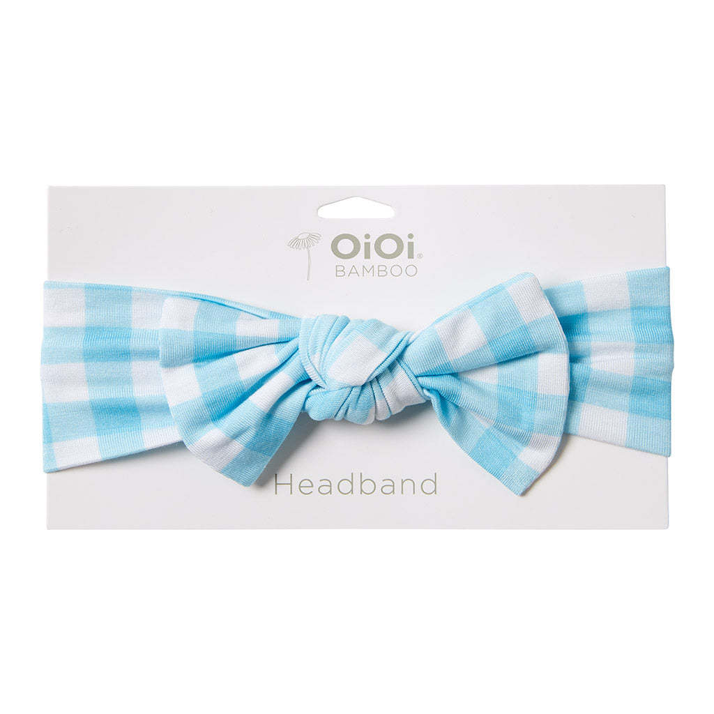OiOi | Top Knot Headband - Blue Gingham