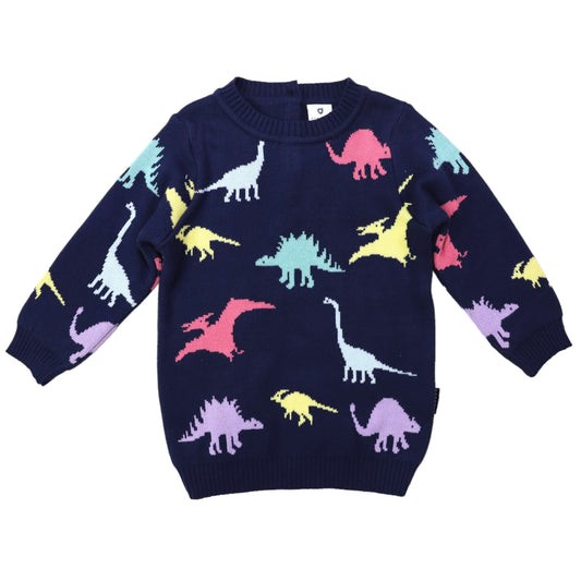 Korango | Oversized Knit Sweater | Dinosaur | Pink or Navy